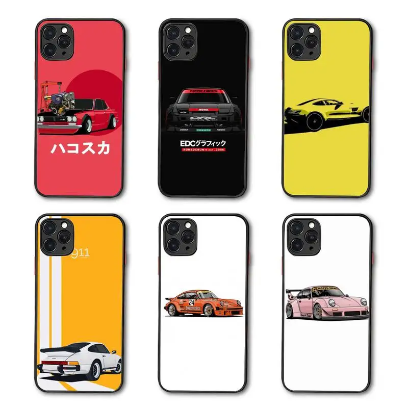 

Japan sports car jdm drift RWB 911 964 933 Phone Case Matte Transparent for iPhone 7 8 11 12 s mini pro X XS XR MAX Plus coque