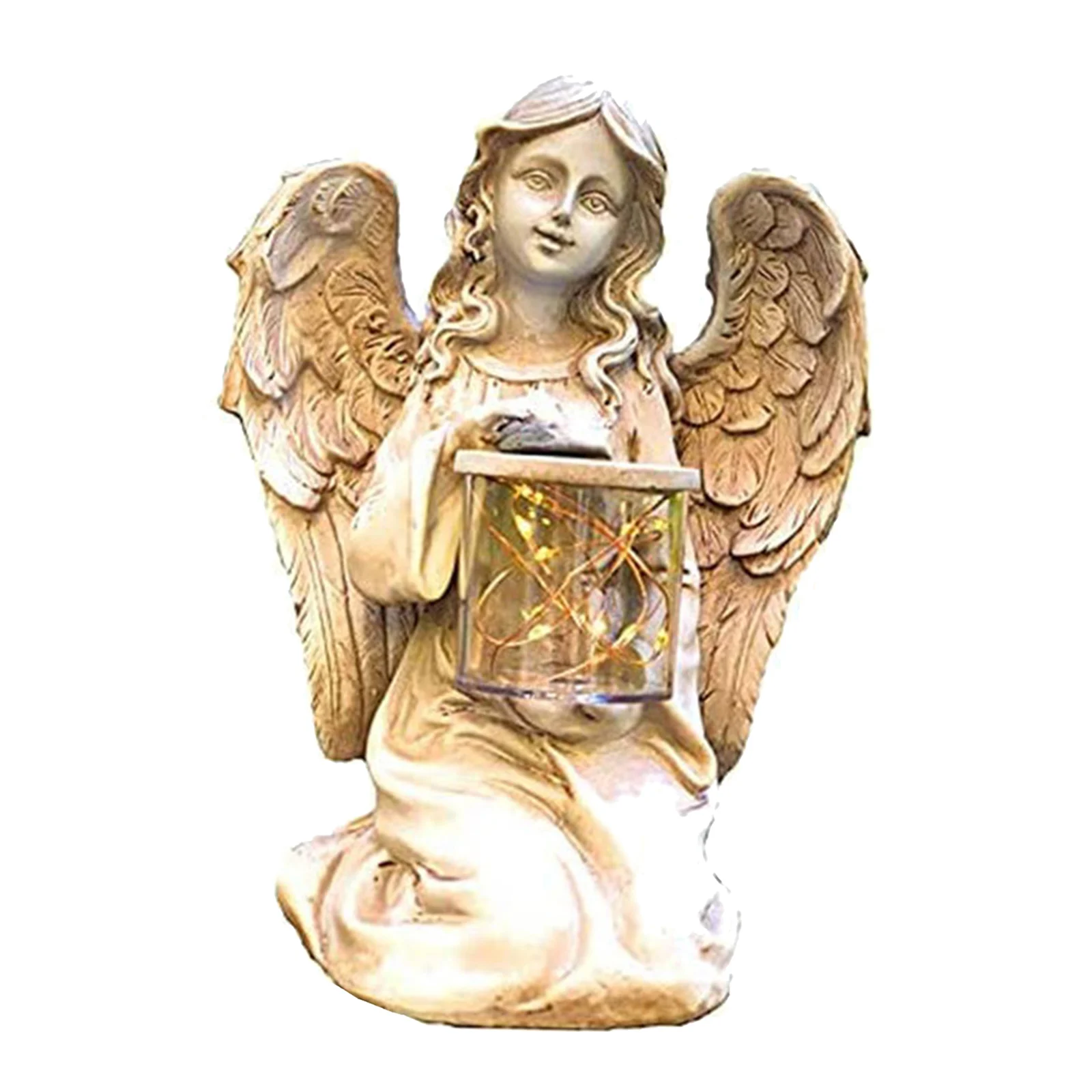 Полимерная памятная статуя коленей ангела Девушки Ретро домашний сад|Садовые