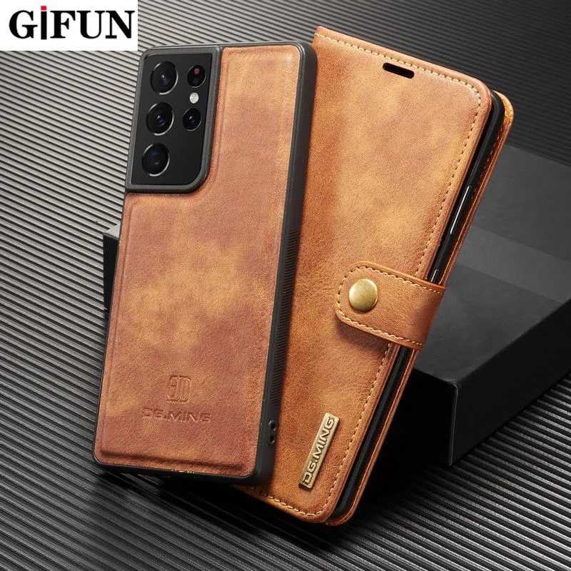 

S21 Ultra Flip Cover For Samsung Galaxy S21 Plus S 21 Case Retro Leather Wallet 2 in 1 Magnetic Detachable Phone Bag Case Coque
