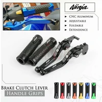 motorcycle cnc adjustable foldable brake clutch lever rubber handle grips for kawasaki ninja gtr1400 concours zx14r 2007 2019