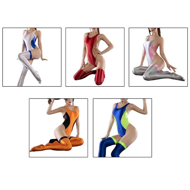 Женское пикантное нижнее белье 24BC 2 шт. боди с чулками до бедра комплект