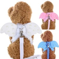 cute angel wing princess pet dog harness leash set puppy pearl accessories adjustable leashes size s l for small medium dogs