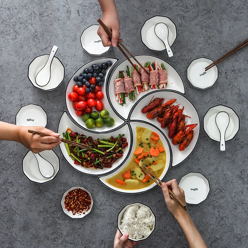 

Creative moon plate pure white Western plate square plate home ceramic flat plate snack dish Western-style tableware set