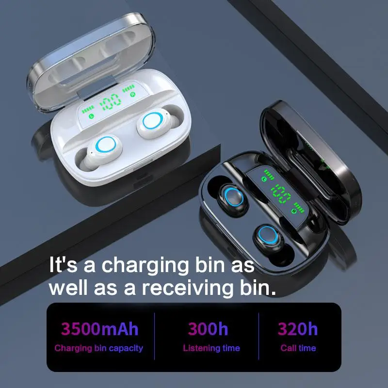 

S11 TWS Bluetooth-наушники; Беспроводные спортивные наушники BT 5,0; Встроенный микрофон с внешним аккумулятором 3500 мАч