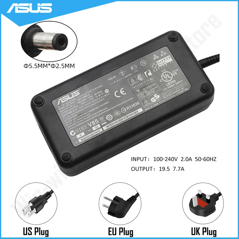 

19.5V 7.7A 150W 5.5*2.5mm AC Adapter Power Charger For ASUS Laptop G53 G53S G53Sx G53SW G71G G71GX G71V G72GX G73 G73J G74SX