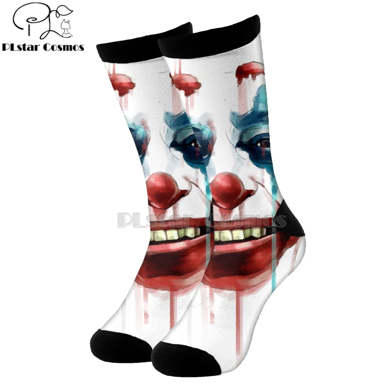 Plstar Cosmos comic dc haha злой Джокер злодей хлопковые носки с 3d принтом из мультфильма высокие носки мужские и женские качественные Joaquin Phoenix-5 - Цвет: 24