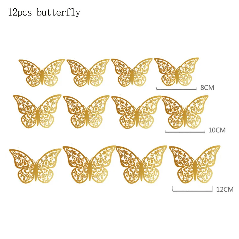 C gold butterfly Вечерние бумажные цветы для настенного декора с изображением единорога, рога, ресниц, украшения для дня рождения и вечеринки, детский фон для фотосъемки своими руками - Цвет: C gold butterfly