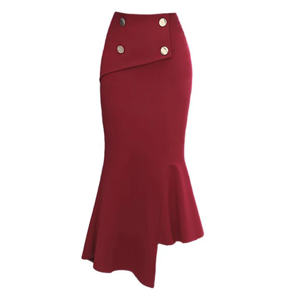 Юбка годе женская с высокой талией облегающая длинная юбка оборками Офисная