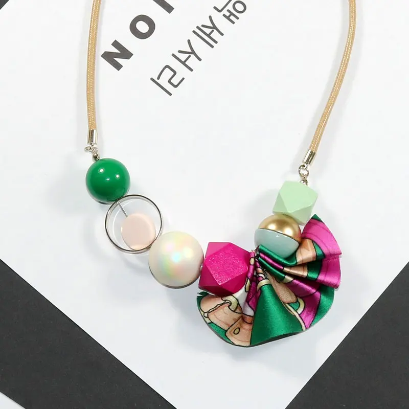 2020 весеннее богемное ткань короткая Подвеска из деревянных бусин ожерелье для