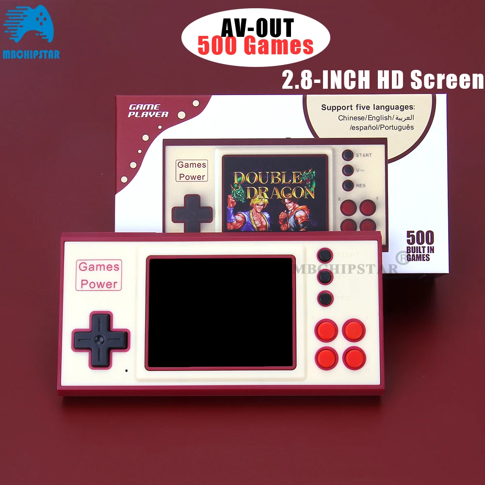 

Классический игровой консоль 500 в 1, контроллер со встроенной батареей 1000 мАч, ручной игровой плеер для телевизора в стиле ретро, экран 2,8 дюй...