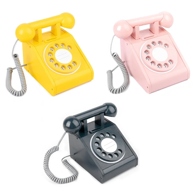 

Имитация деревянного детского игрового дома, стационарный телефон, интерактивный античный телефон с банком, игрушка для малышей