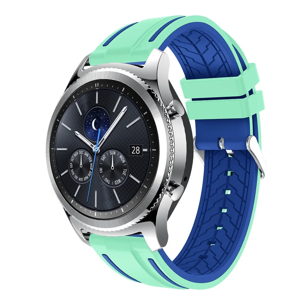 Ремешок силиконовый двухцветный для Samsung Galaxy 46 мм Gear S3 мягкий спортивный сменный