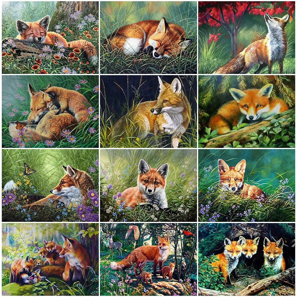 

Diamond Painting Animal Full Square Diamond Mosaic Fox Picture Of Rhinestones Diamond embroidery Cross Stitch Decor Home
