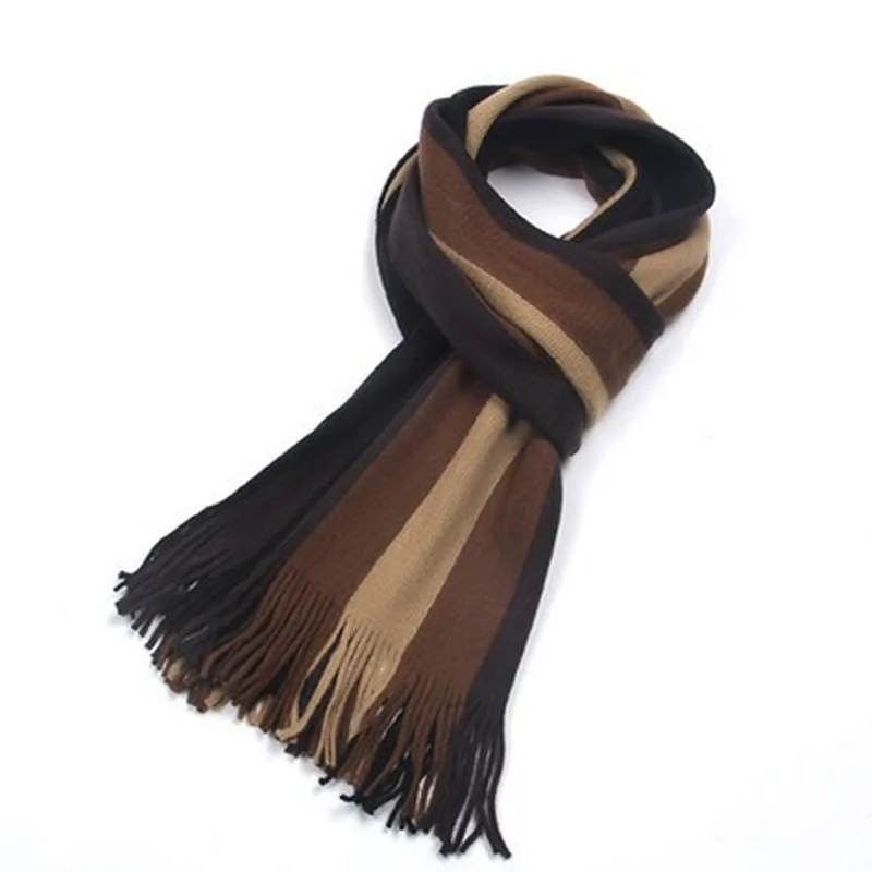 Korean Version of The Autumn/winter New Men's Striped High-end Fashion Imitation Cashmere Knitted Wool Scarf Cold and Warm Scarf