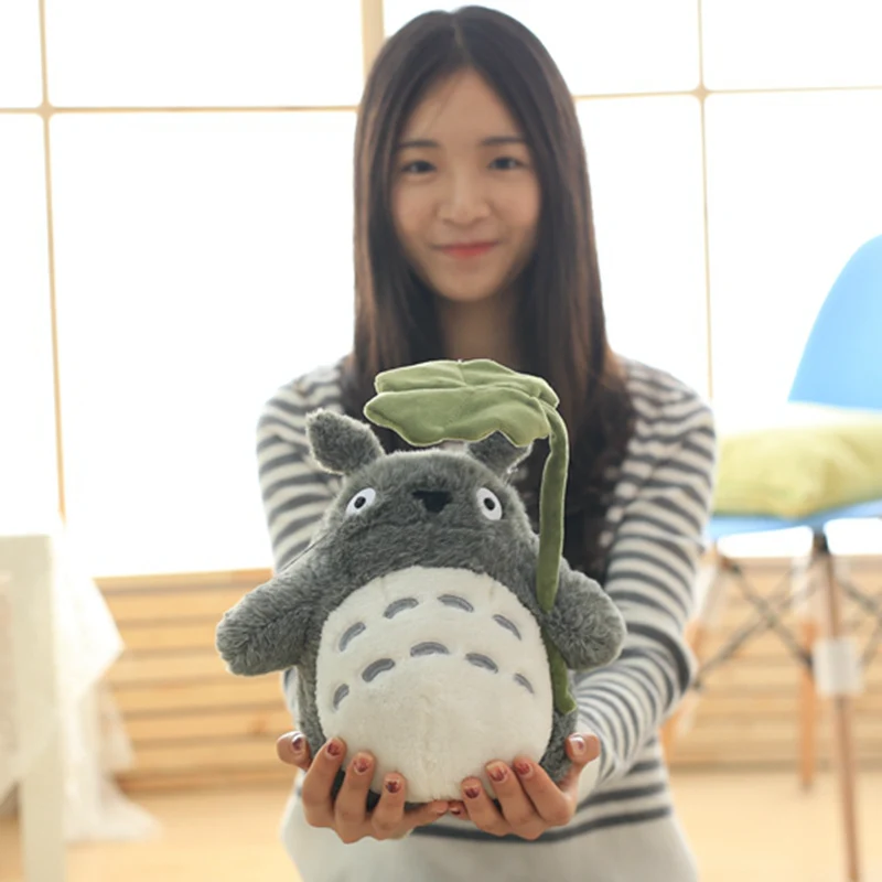 

35cm Kawaii My Neighbor Totoro Catbus Plush Anime Character Cat Doll with Lotus Leaf/Teeth/Open Mouth Soft Sleeping pillows
