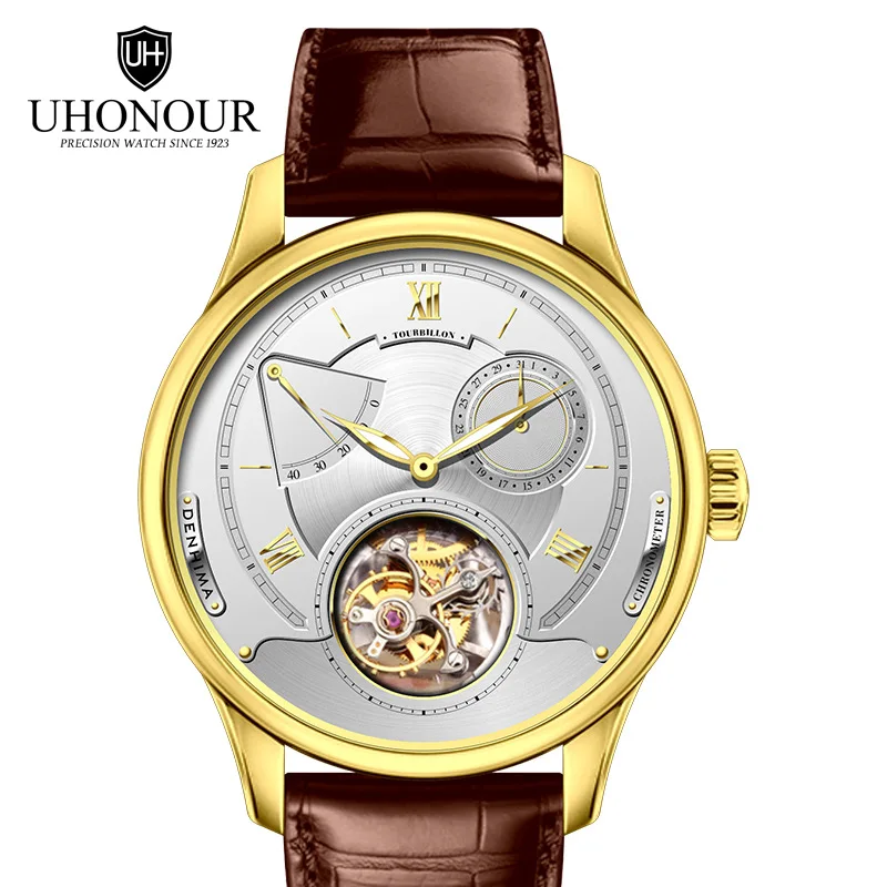 Switzerland Real Tourbillon оригинальные механические часы полые мужские часы большой циферблат пояс из крокодиловой кожи часы Мужские сапфировое зеркало