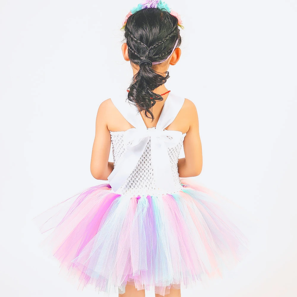 Пастель Единорог Платье-пачка детская одежда для девочек с цветочным узором на