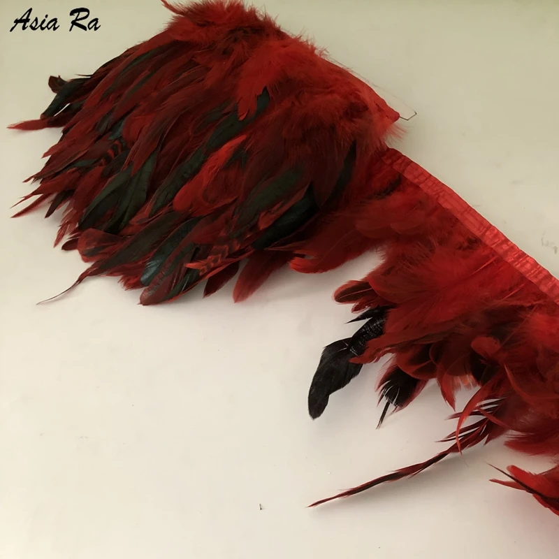 Asia Ra 18 Colors 4-8 inch Height Rooster Coque Feather Fringe Trim for Skirt Dress Costume Roster 10 Meters Red | Дом и сад