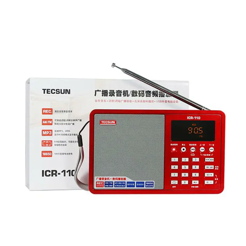 TECSUN ICR-110 FM/AM радио TF карта MP3 плеер рекордер портативный Радиоприемник | MP3-плееры