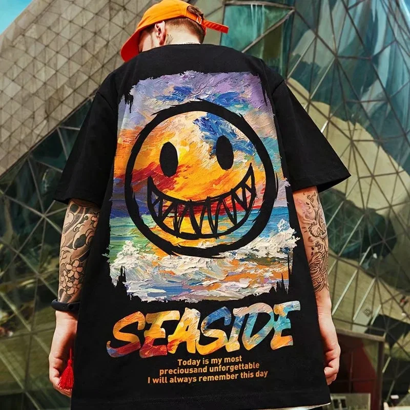 

2021 New National Panda Short Men's Tide Brand Loose Large Chinese Style Five Point Solid Color Half Sleeve T-shirt