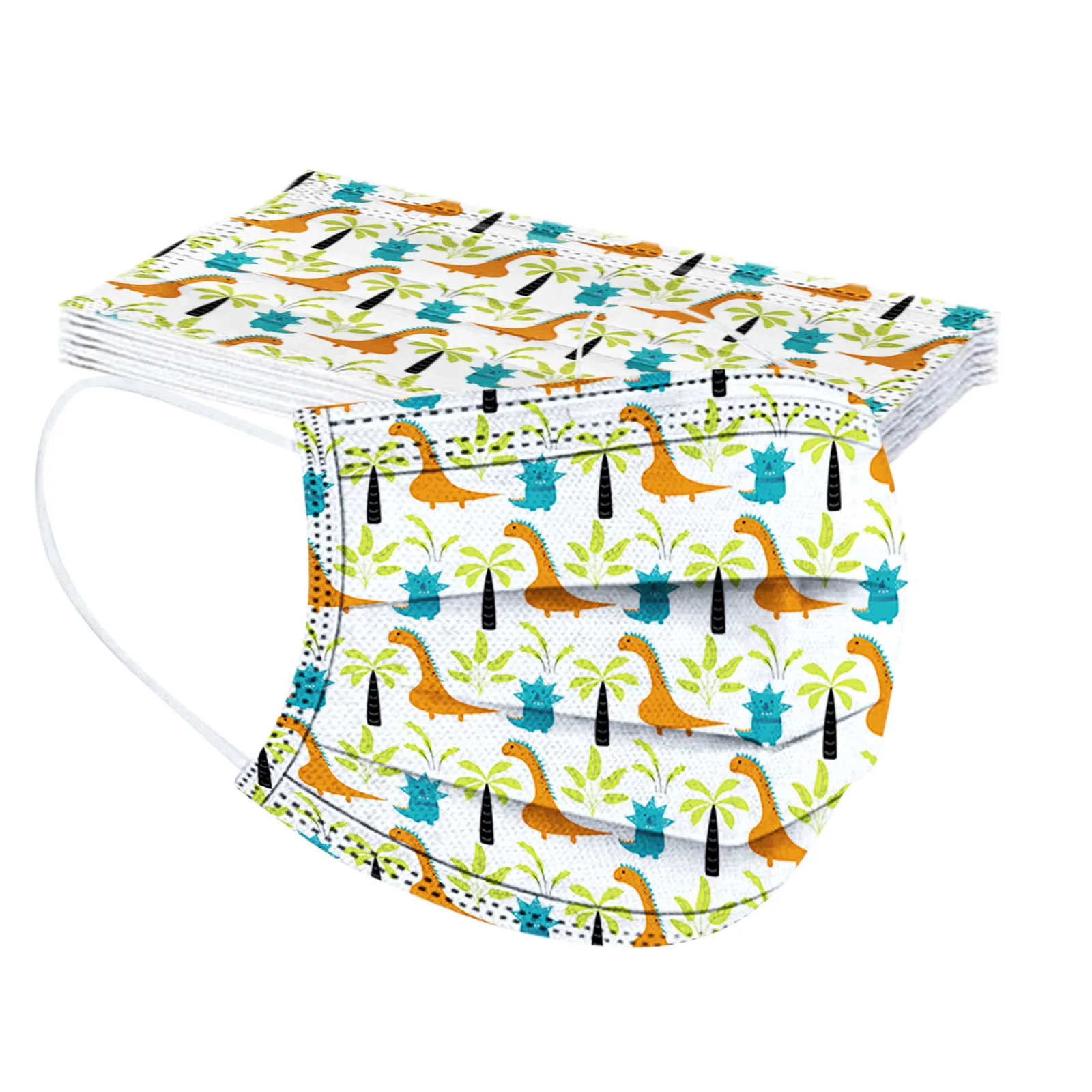 10 шт. одноразовая детская маска с рисунком динозавра 3-слойная для лица петлями