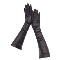 winter ladies long arm sleeve gloves fashion 2020 new style sheepskin leather winter gloves warm and thick black driving high en