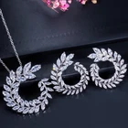 Комплект женских ювелирных украшений, ожерелье и серьги из блестящей оливковой ветки огранки маркиза с кубическим цирконием, 2 шт. в упаковке, J5208