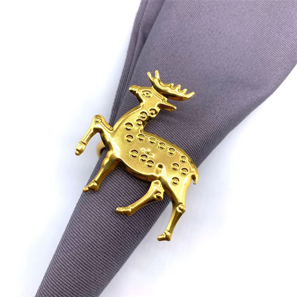 

10 / PCS Christmas fawn napkin buckle metal snowflake napkin ring napkin ring cloth ring direct selling free of freight