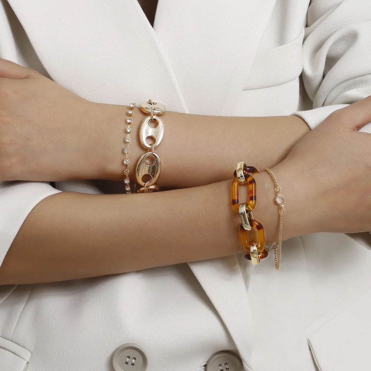 Браслеты с подвесками 4 шт. новая мода Леопардовый цвет акриловый Геометрическая