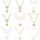 Длинное ожерелье из нержавеющей стали с кулоном, Женское Ожерелье-цепочка многослойные ожерелья, женское ожерелье, ювелирные изделия, подарки Вечерние