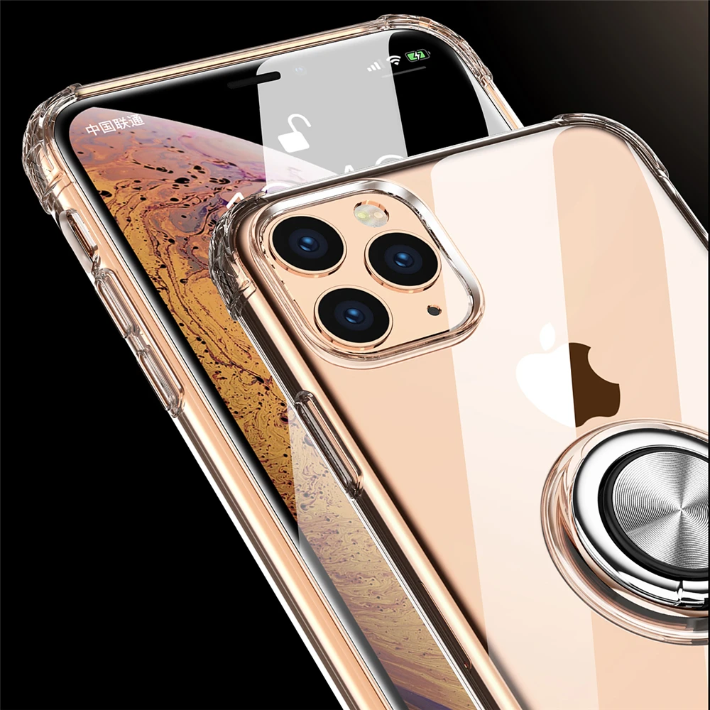 Ультратонкий прозрачный ТПУ автомобильный Магнитный чехол подставка с кольцом