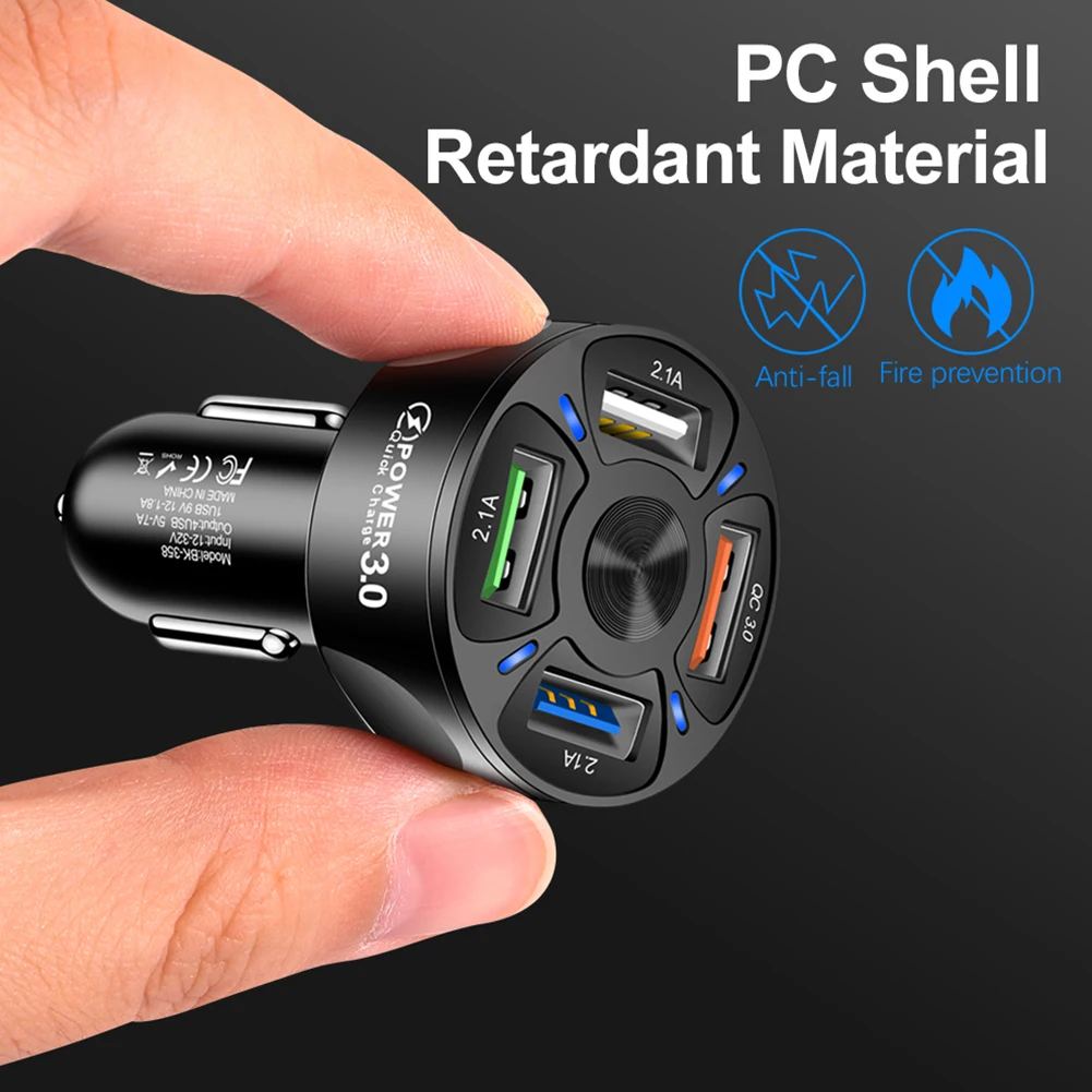 Universal Car Charger Lighter Adapter Fast Charging 3 4 5 USB Ports with LED Indicator Light for iPhone Xiaomi Huawei | Автомобили и
