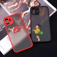 ponyo on the cliff anime cartoon phone case red color matte transparent for iphone 12 mini pro max 11 x xr xs 7 8 plus shell