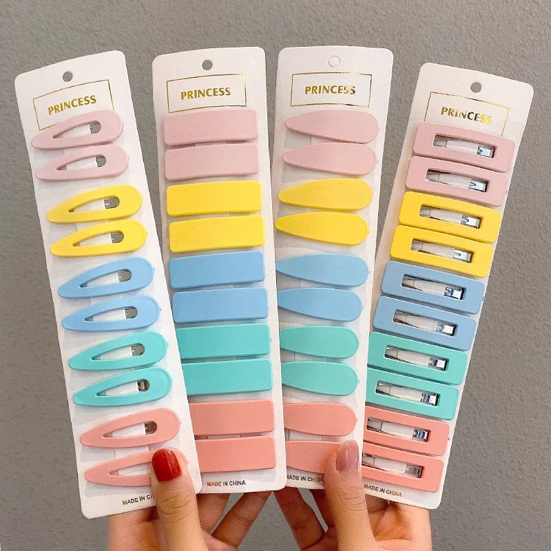 

7/10Pcs/lot Simple Candy Color Geometric Hairpins Women Barrette Hairgrips Girls Hair Clips Headdress Barrettes Bobby Pin Hair