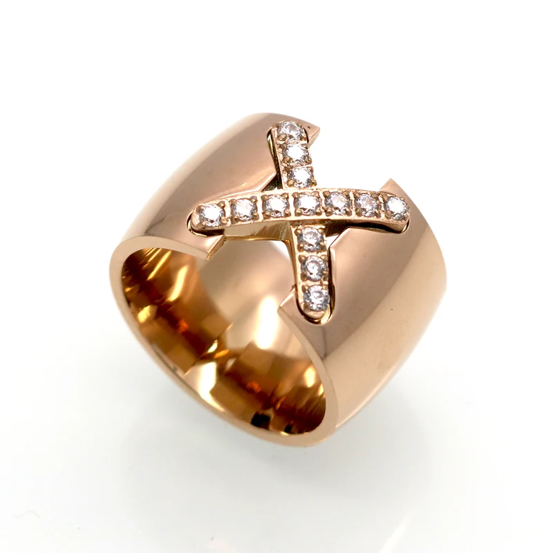 Новое поступление золотистого цвета кольцо Bijoux 14 мм ширина большое украшение CZ