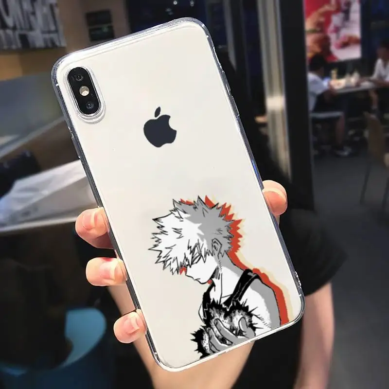 

Japan anime My Hero Academia Phone Case Transparent for iPhone 6 7 8 11 12 s mini pro X XS XR MAX Plus