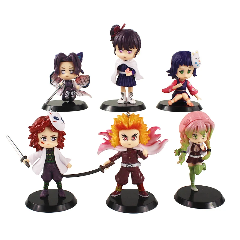 

6pcs 7cm Demon Slayer Figures Tsuyuri Kanawo Kochou Shinobu Rengoku Kyoujurou Kanroji Mitsuri Sabito Anime Model Toys