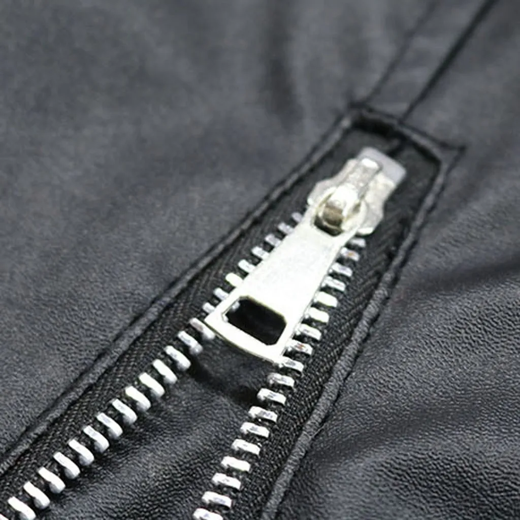 S-3XL Plus Size Men Vintage Faux Leather Jacket Biker Motorcycle Zipper Long Sleeve Punk Style Male Coat Top Outwears Red Black | Мужская