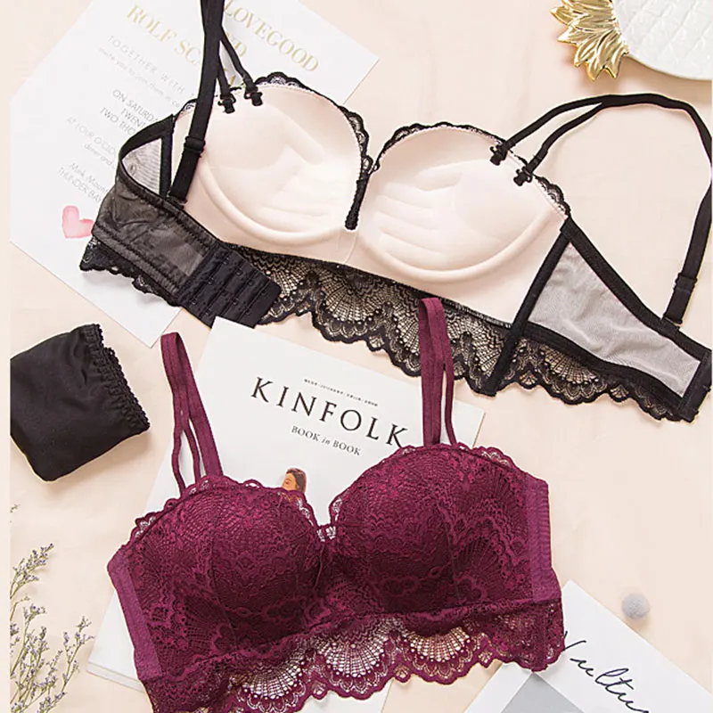 

Wirefree Lace Push up Bra and Panties Set Comfortable Breathable Women Bra Underwear Set FS99