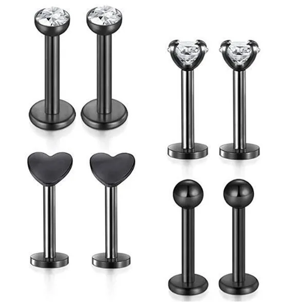 8 шт. 16 г кубический хрустальный шар маленькое кольцо для губ Лабрет Монро серьга