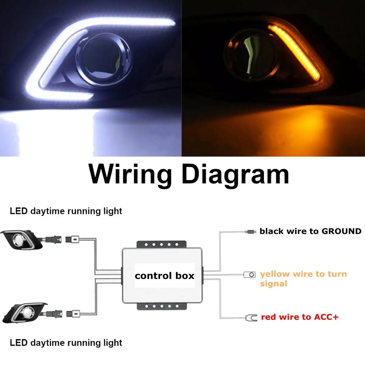 

Pair 12V 20W 6000K Car LED Light DRL Daytime Running Fog Light Lamp Turn Signal Light For Mazda 3 Axela 2014-2015 White & yellow