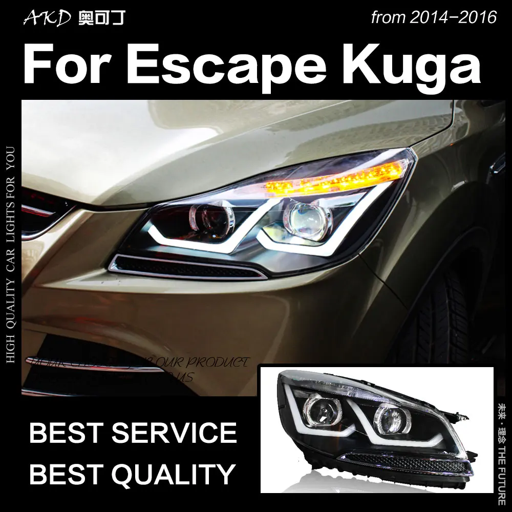 

AKD Car Styling for Ford Escape Headlight 2014-2016 Kuga LED Headlight DRL Hid Head Lamp Angel Eye Bi Xenon Beam Accessories
