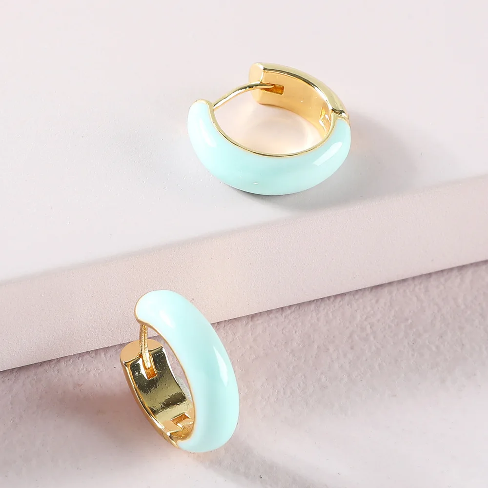 Модные ювелирные изделия золотого цвета медные мини-эмалированные серьги-кольца