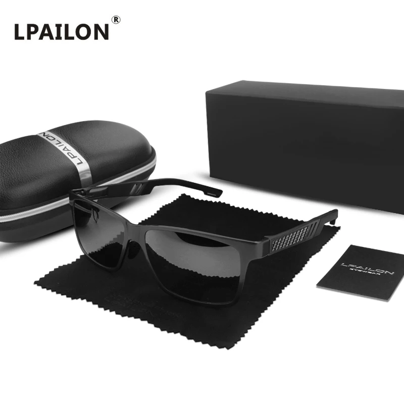 Black Gray LPAILON мужские поляризованные солнцезащитные очки из алюминия и магния солнцезащитные очки прямоугольные оттенки мужские очки для вождения для мужчин UV400 - Цвет линз: Black Gray