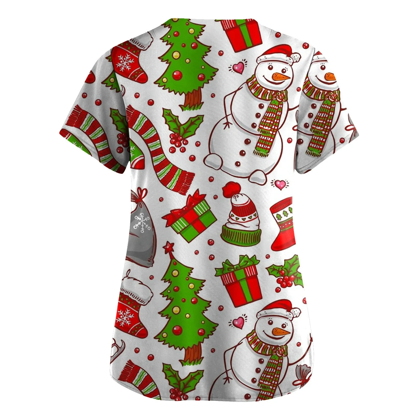 Christmas Cotton Cartoon Print Spa Uniform Beauty Salon Pet Shop Fashion Slim Fit Top Scrubs Clothes Women Lab Coat | Тематическая