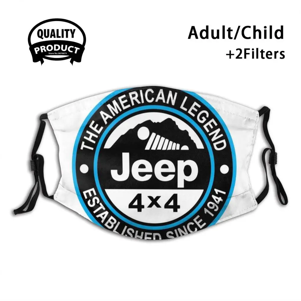 

Jeep The American Legend Face Mask With Filter American Legend Adventure Hobby Trail Running Men Cute Car Bike Ride Adventure