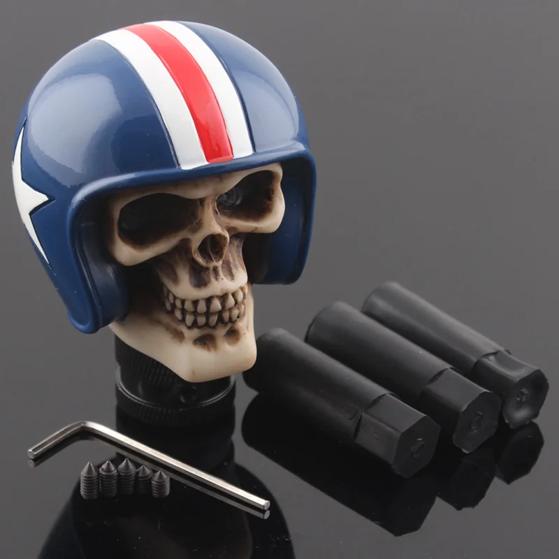 Синий шлем с головой черепа ручная ручка для автомобиля переключения передач