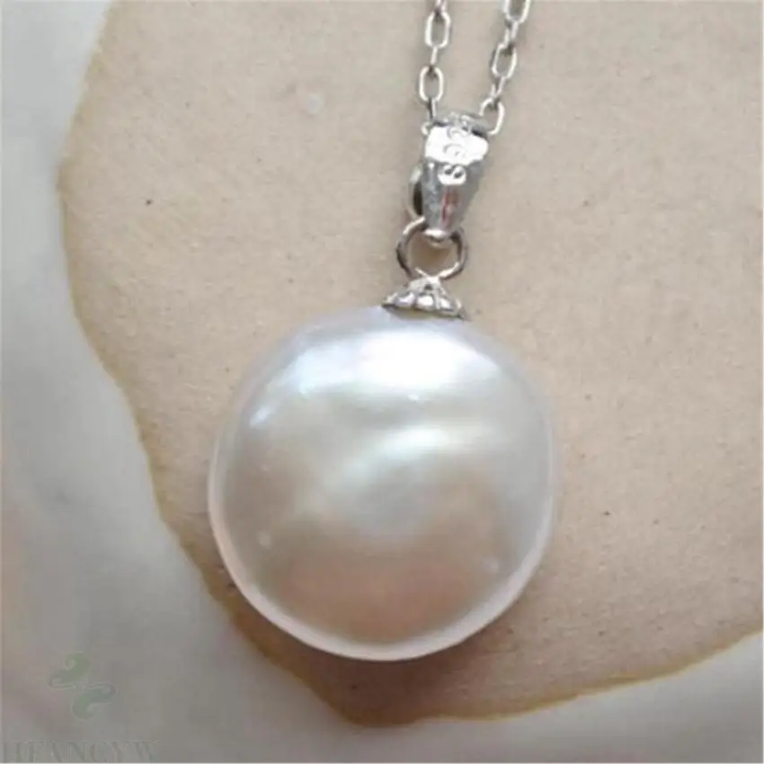 

15-16mm White Baroque Pearl Necklace 18 inches Accessories Chic Women Cultured Real Chain