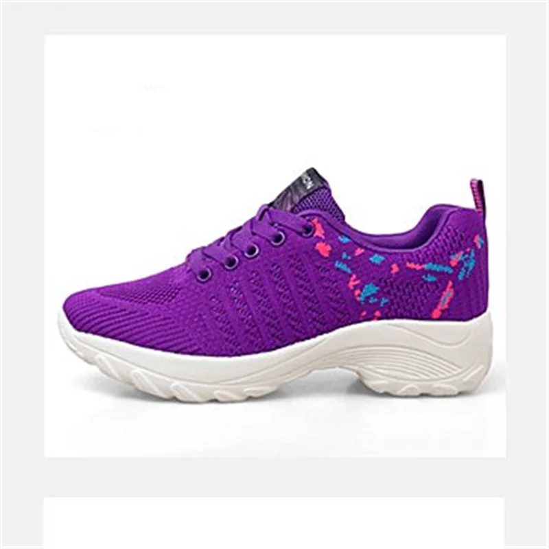 

2021 Spring Summer Women's Breathable Knitted Mesh Sneakers Super Light Female Running Shoes Soft Comfort Flat Walking Footwear