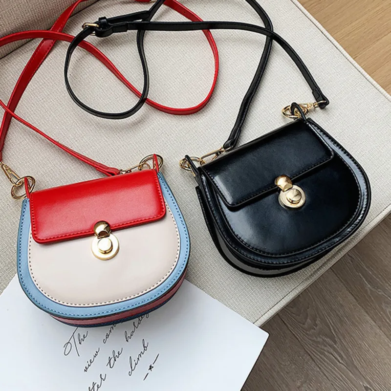 

2020 Women's Fashion Contrast Color Contrast Faux Leather Crossbody Bags Small Handbag, Tote Bags And Travel Bags For Women